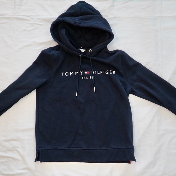 Tommy Hilfiger Women's Embroidered Hoodie Navy Blue - Picture 1 of 7